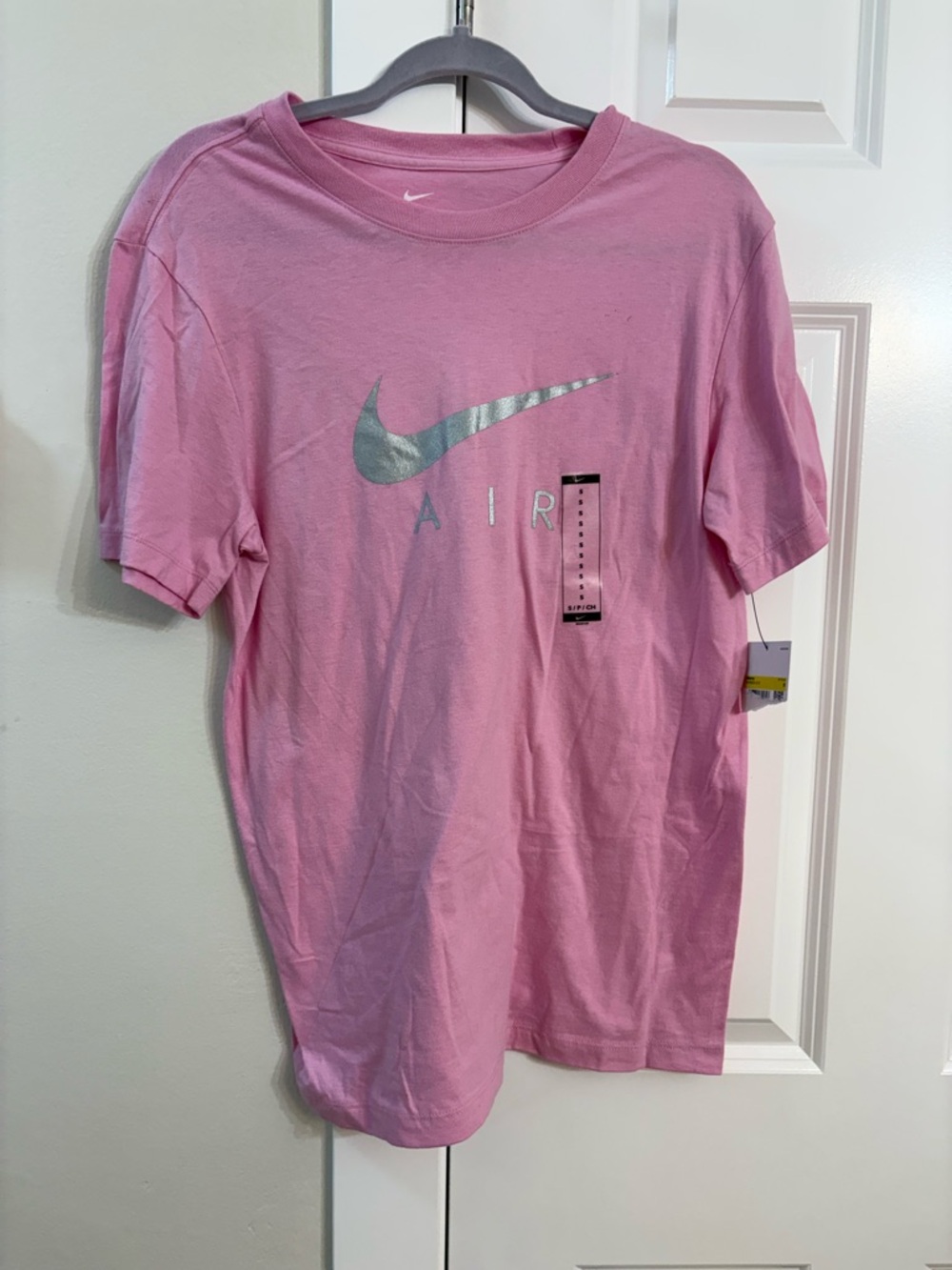 Nike Pink T-Shirt with Silver Swoosh and AIR